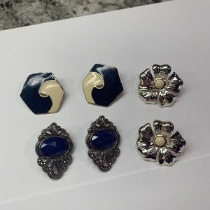 Lot Of 3 Large Costume Earrings Vintage - Modern Pierced Mix